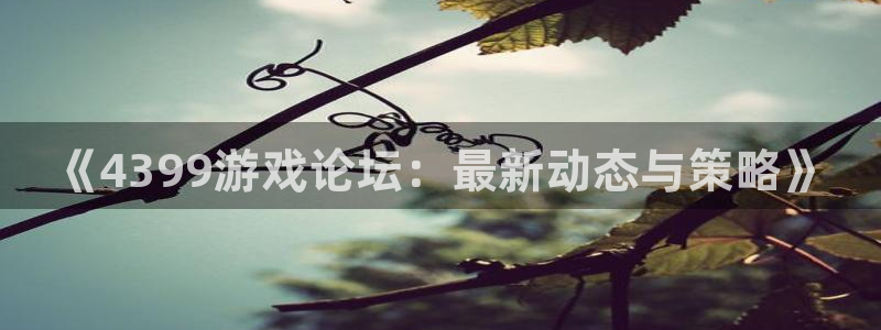 赢咖娱乐官方平台：《4399游戏论坛：最新动态与策略》