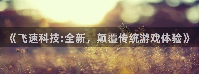 赢咖娱乐在线登录：《飞速科技:全新，颠覆传统游戏体验》